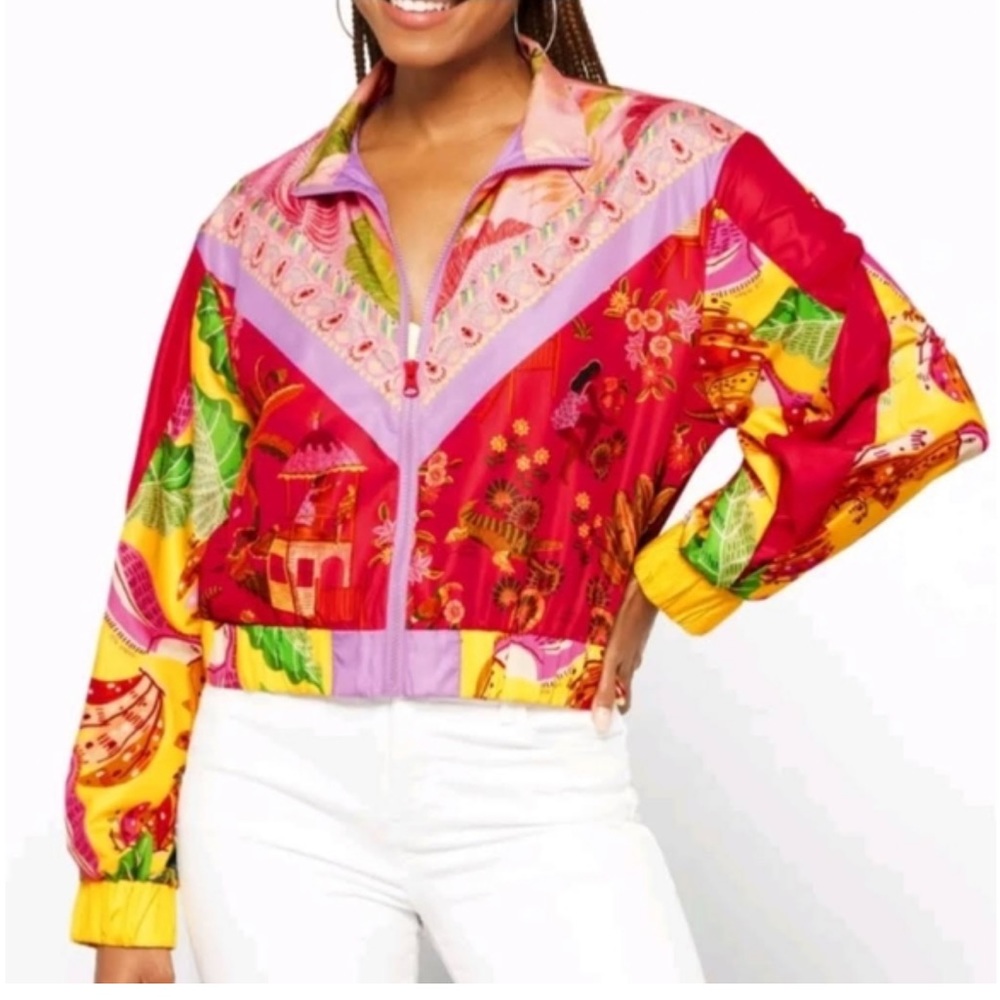 FARM RIO NWT mixed scarves windbreaker jacket M medium
